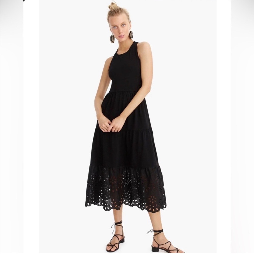 J. Crew Tiered Knit Maxi Dress with Eyelet Trim